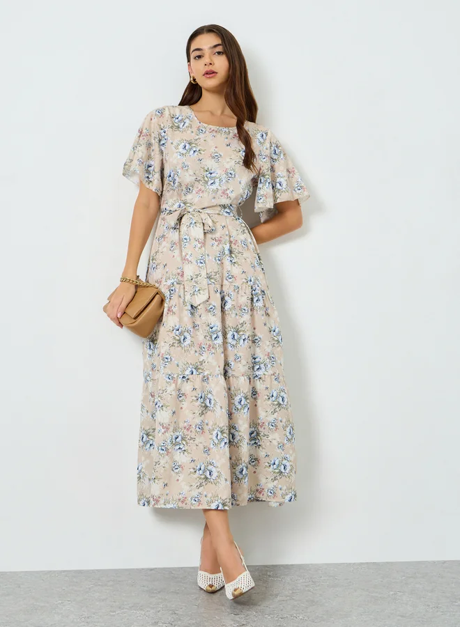 تايك تو فستان ماكسي نسائي بتصميم - وطبعات زهور